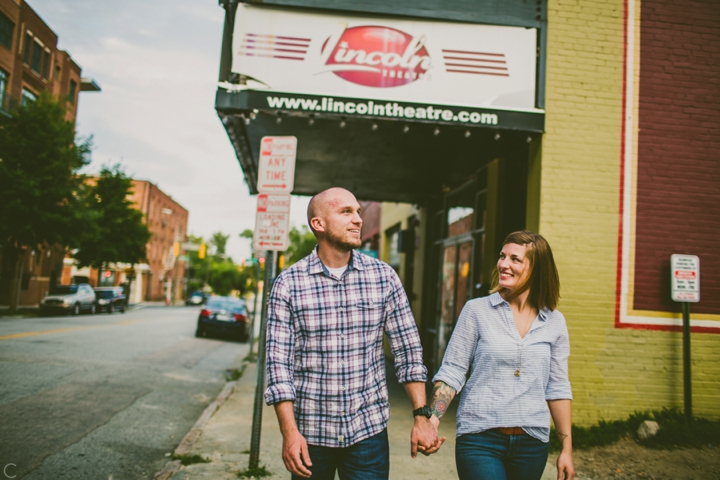 Couple walking in Raleigh