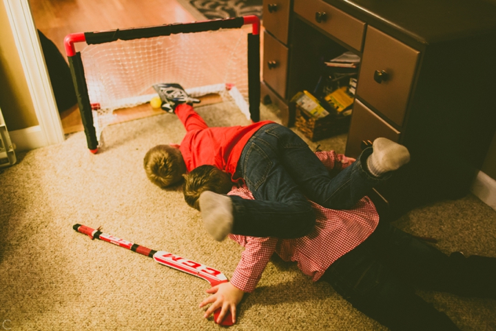 Kids playing hockey